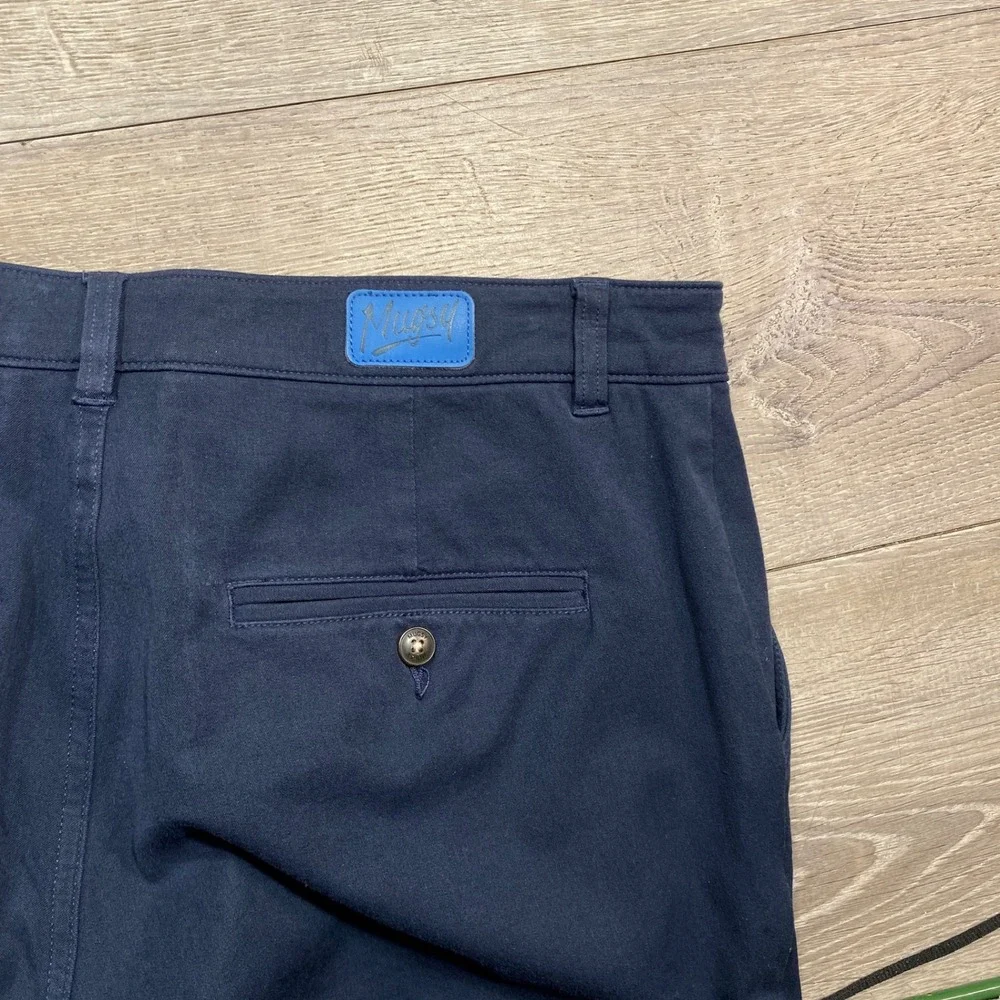 Mugsy‎ Chino Pants Men's 34x32 Navy Blue Flat Front Stretch Golf Casual - Picture 3 of 11